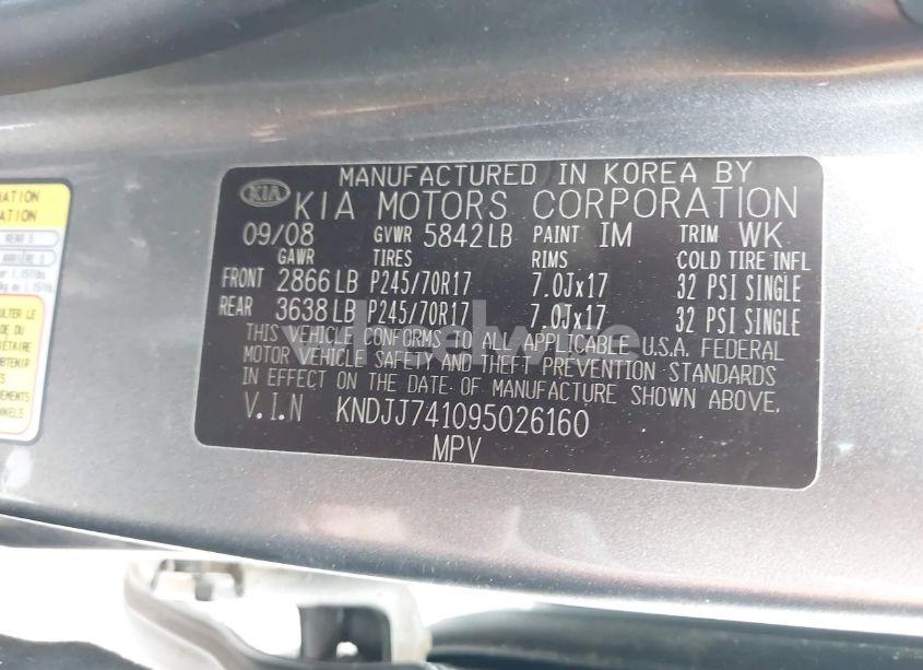 Photo 9 of 2009 Kia Borrego LX (VIN KNDJJ741095026160)