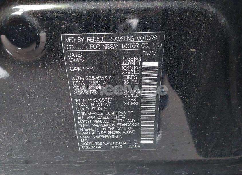 Photo 9 of 2017 Nissan Rogue S (VIN KNDJN2A21F7******)