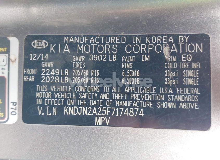 Photo 9 of 2015 Kia Soul (VIN KNDJN2A25F7174874)