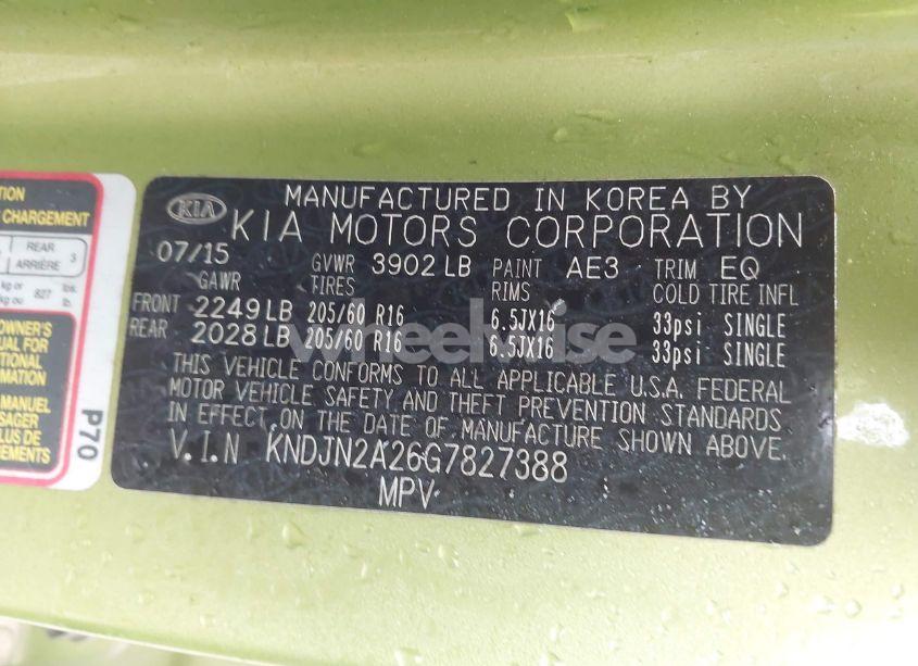 Photo 9 of 2016 Kia Soul (VIN KNDJN2A26G7827388)