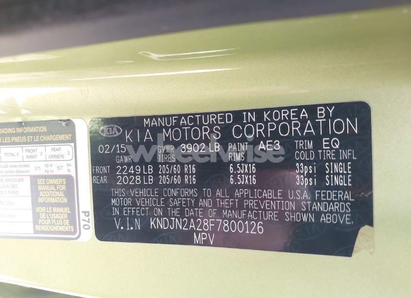 Photo 9 of 2015 Kia Soul (VIN KNDJN2A28F7800126)