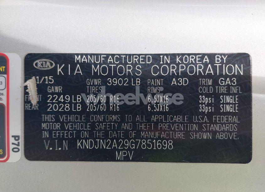Photo 9 of 2016 Kia Soul (VIN KNDJN2A29G7851698)
