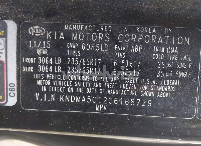 Photo 9 of 2016 Kia Sedona L (VIN KNDMA5C12G6168729)