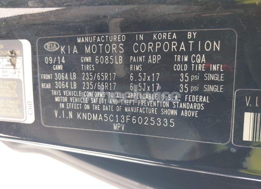 Photo 9 of 2015 Kia Sedona L (VIN KNDMA5C13F6025335)