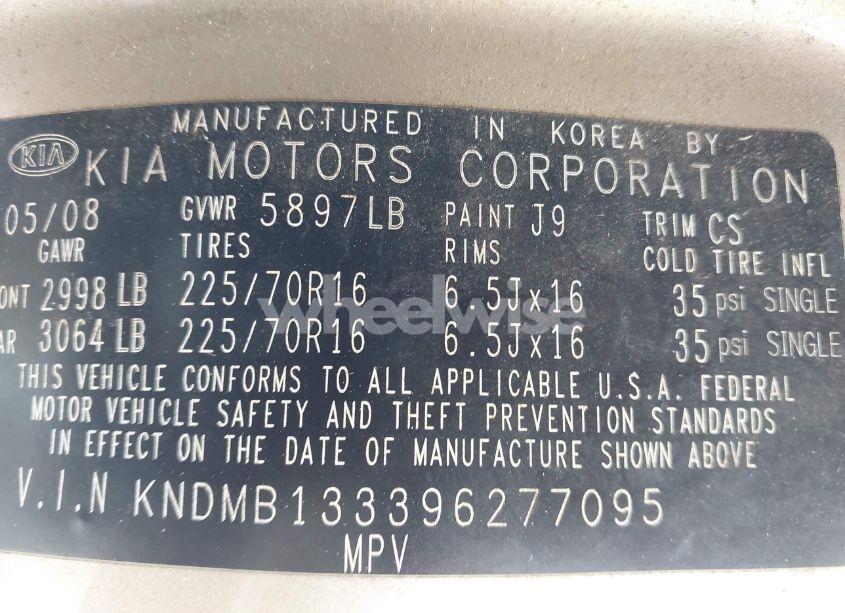 Photo 9 of 2009 Kia Sedona (VIN KNDMB133396277095)