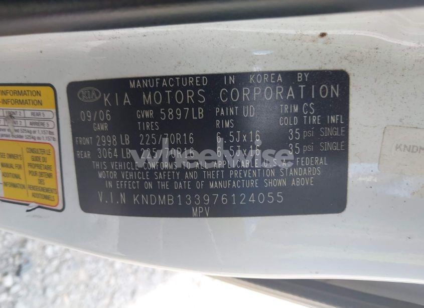 Photo 9 of 2007 Kia Sedona (VIN KNDMB133976124055)