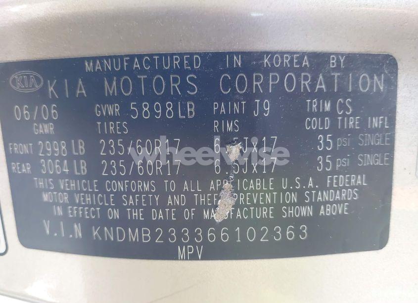 Photo 9 of 2006 Kia Sedona EX/LX (VIN KNDMB233366102363)