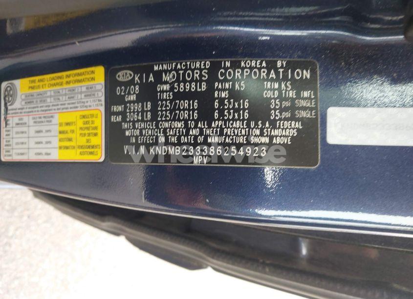 Photo 9 of 2008 Kia Sedona LX (VIN KNDMB233386254923)