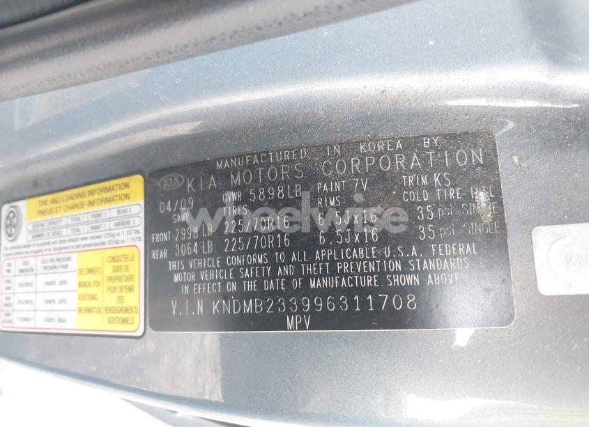 Photo 9 of 2009 Kia Sedona LX (VIN KNDMB233996311708)