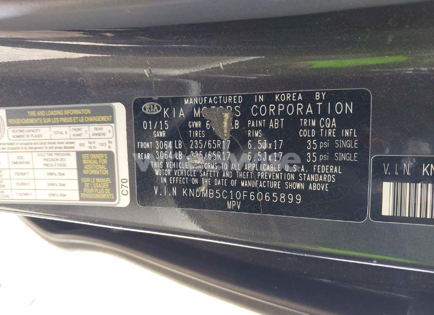 Photo 9 of 2015 Kia Sedona LX (VIN KNDMB5C10F6065899)