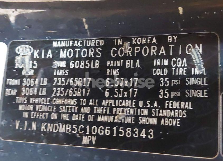 Photo 9 of 2016 Kia Sedona LX (VIN KNDMB5C10G6158343)