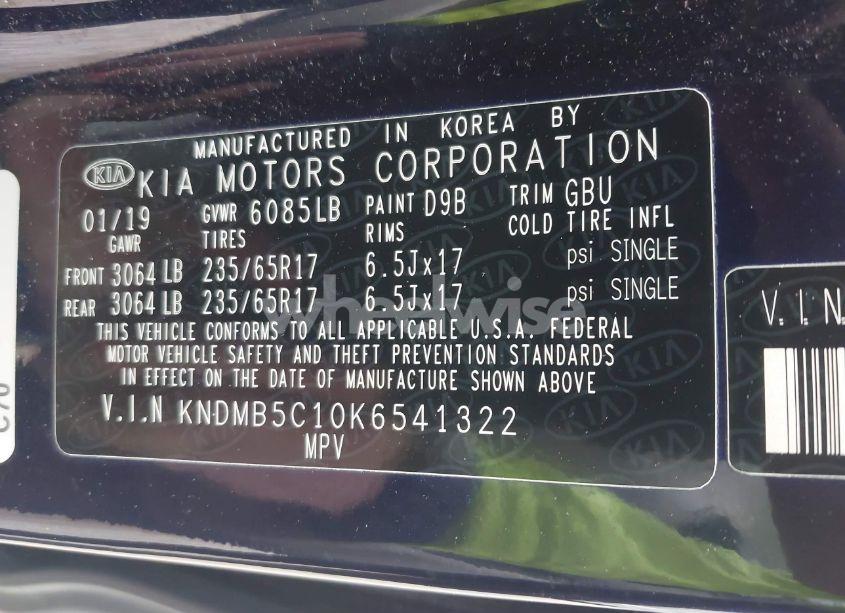 Photo 9 of 2019 Kia Sedona LX (VIN KNDMB5C10K6541322)