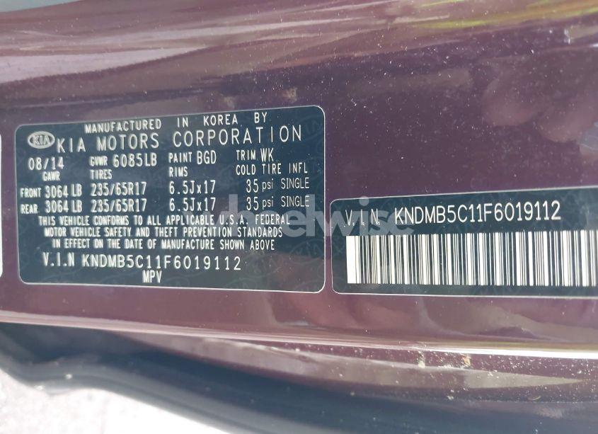 Photo 9 of 2015 Kia Sedona LX (VIN KNDMB5C11F6019112)