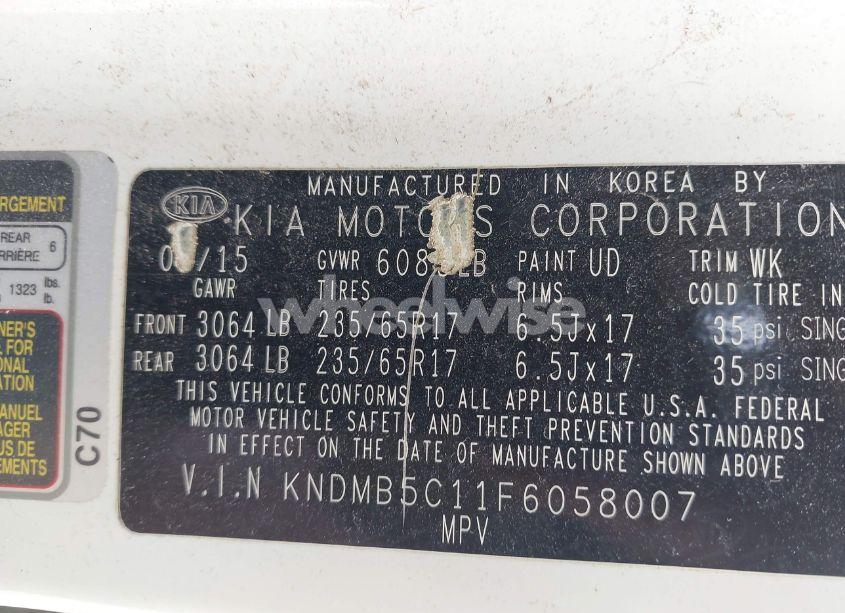 Photo 9 of 2015 Kia Sedona LX (VIN KNDMB5C11F6058007)