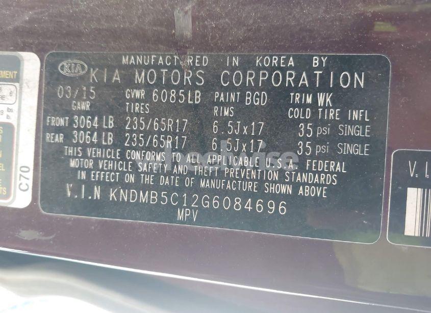 Photo 9 of 2016 Kia Sedona LX (VIN KNDMB5C12G6084696)