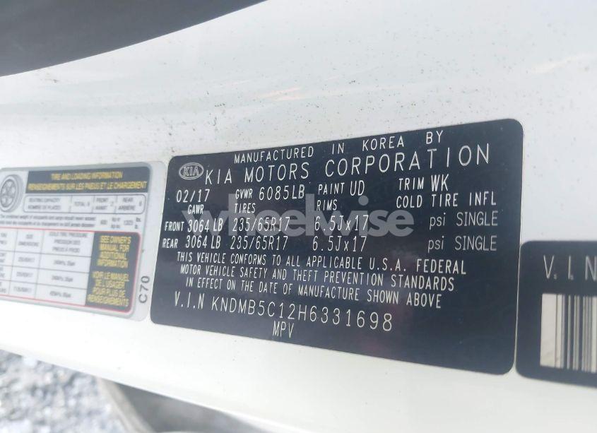 Photo 9 of 2017 Kia Sedona LX (VIN KNDMB5C12H6331698)