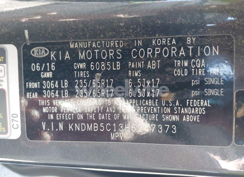 Photo 9 of 2017 Kia Sedona LX (VIN KNDMB5C13H6247373)