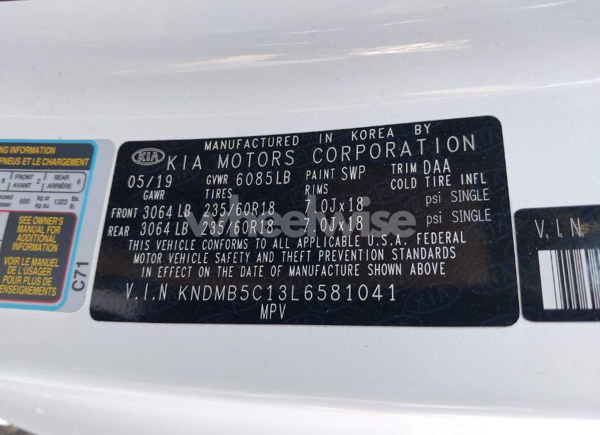 Photo 9 of 2020 Kia Sedona EX (VIN KNDMB5C13L6581041)