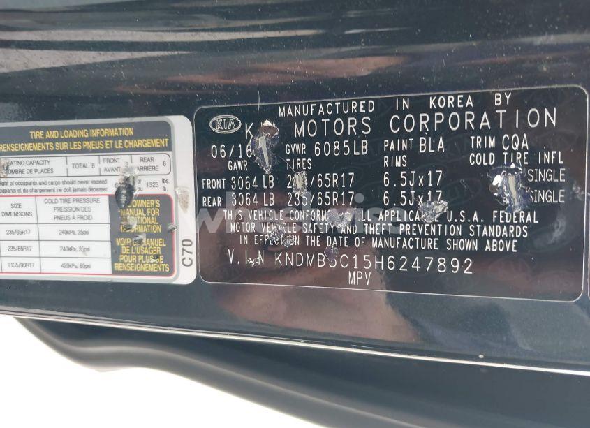 Photo 9 of 2017 Kia Sedona LX (VIN KNDMB5C15H6247892)