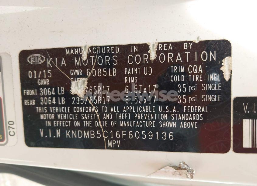 Photo 9 of 2015 Kia Sedona LX (VIN KNDMB5C16F6059136)