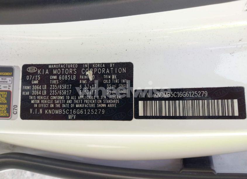 Photo 9 of 2016 Kia Sedona LX (VIN KNDMB5C16G6125279)