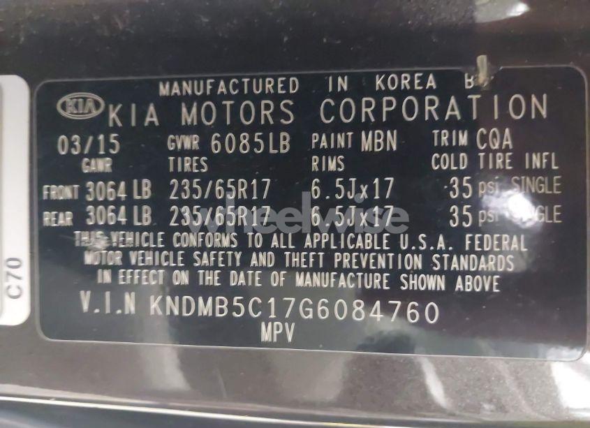 Photo 9 of 2016 Kia Sedona LX (VIN KNDMB5C17G6084760)