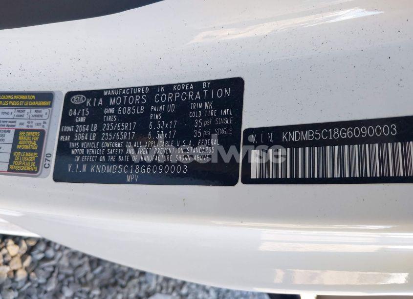 Photo 9 of 2016 Kia Sedona LX (VIN KNDMB5C18G6090003)