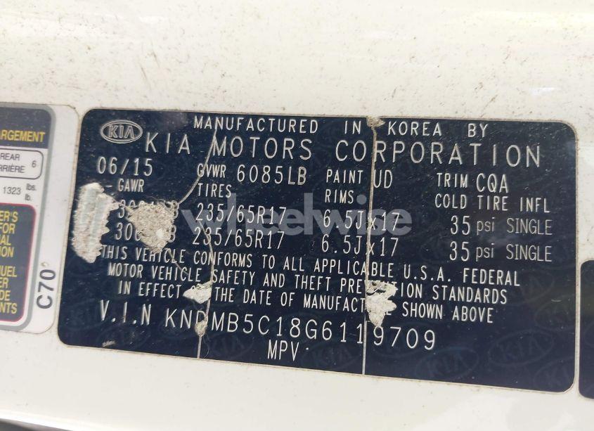 Photo 9 of 2016 Kia Sedona LX (VIN KNDMB5C18G6119709)