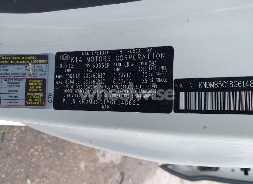 Photo 9 of 2016 Kia Sedona LX (VIN KNDMB5C18G6148630)