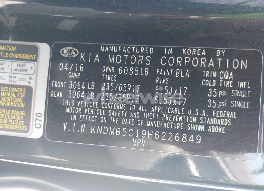 Photo 9 of 2017 Kia Sedona LX (VIN KNDMB5C19H6226849)