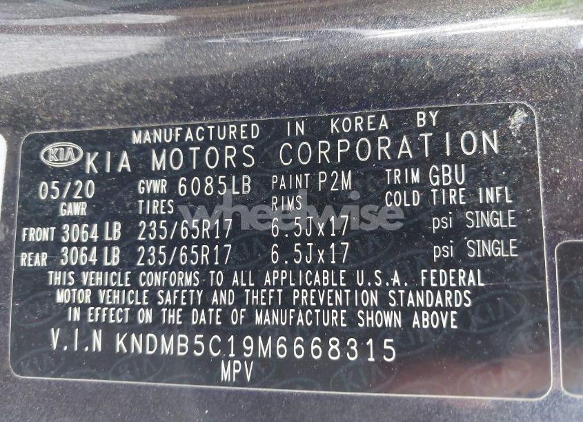 Photo 9 of 2021 Kia Sedona LX (VIN KNDMB5C19M6668315)