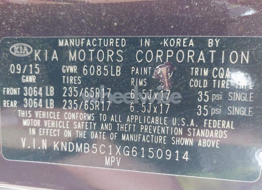 Photo 9 of 2016 Kia Sedona LX (VIN KNDMB5C1XG6150914)