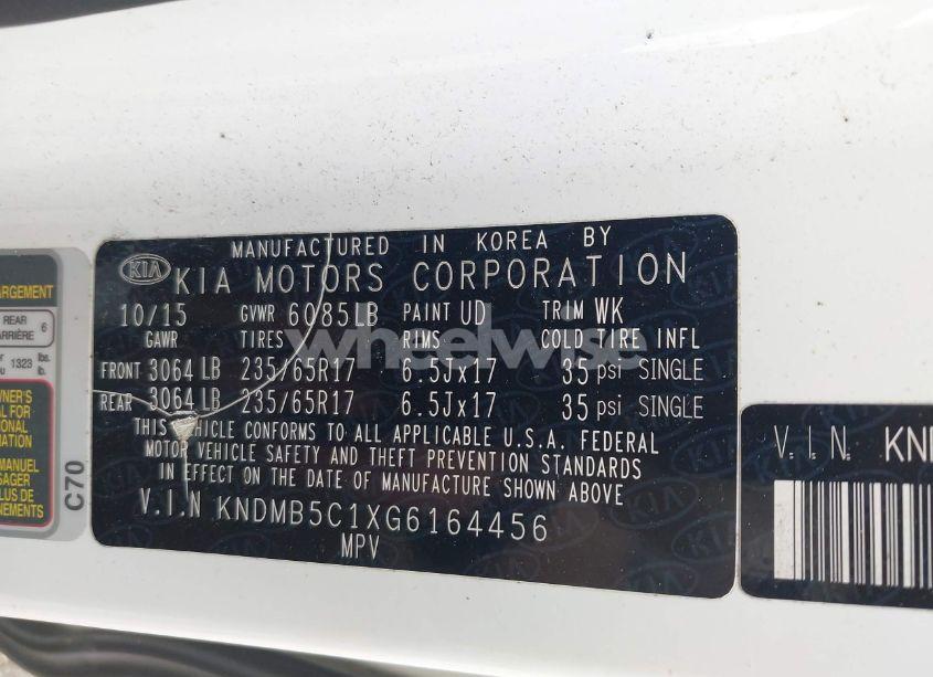 Photo 9 of 2016 Kia Sedona LX (VIN KNDMB5C1XG6164456)