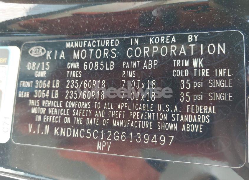 Photo 9 of 2016 Kia Sedona EX (VIN KNDMC5C12G6139497)