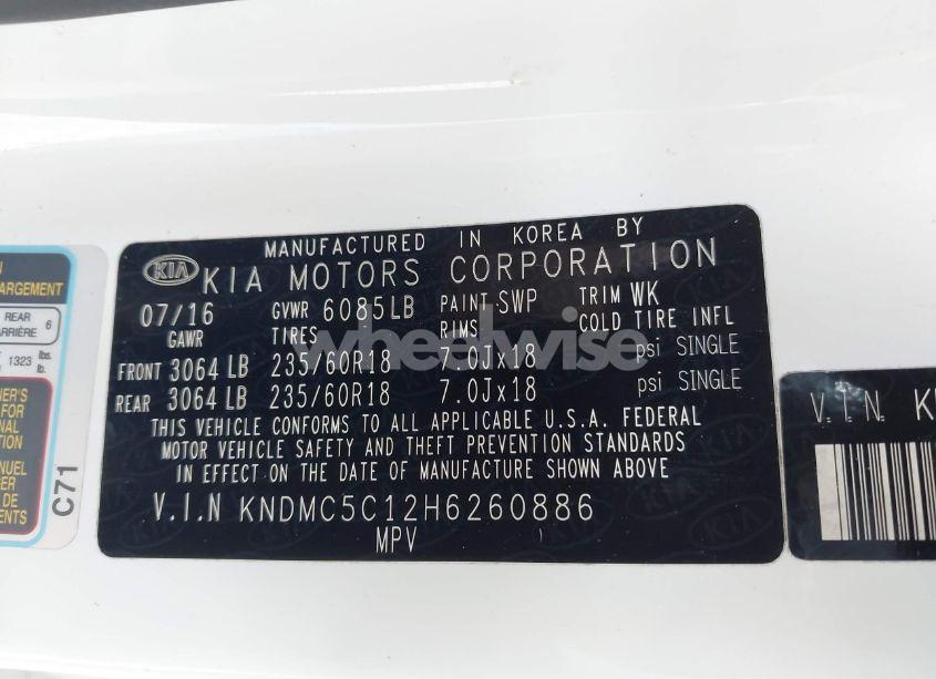 Photo 9 of 2017 Kia Sedona EX (VIN KNDMC5C12H6260886)