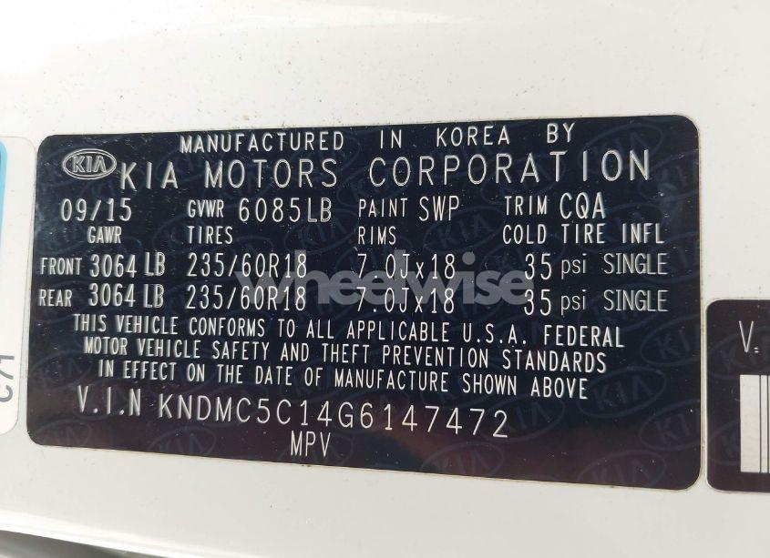 Photo 9 of 2016 Kia Sedona SX (VIN KNDMC5C14G6147472)