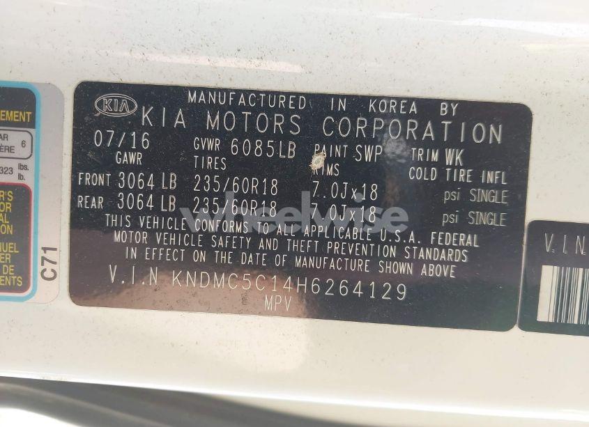 Photo 9 of 2017 Kia Sedona EX (VIN KNDMC5C14H6264129)