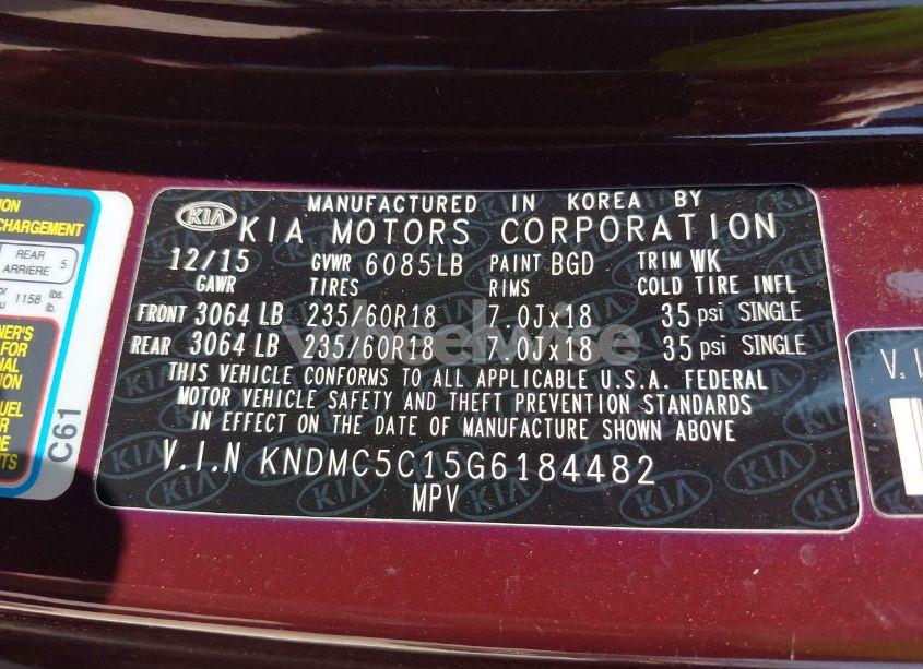 Photo 9 of 2016 Kia Sedona SX (VIN KNDMC5C15G6184482)