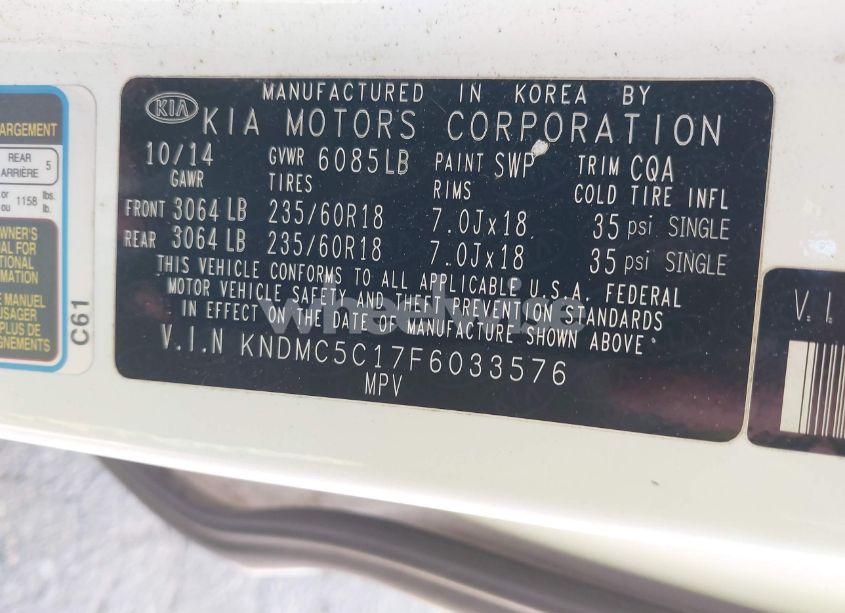 Photo 9 of 2015 Kia Sedona SX (VIN KNDMC5C17F6033576)