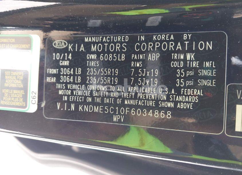 Photo 9 of 2015 Kia Sedona SX LUXURY (VIN KNDME5C10F6034868)