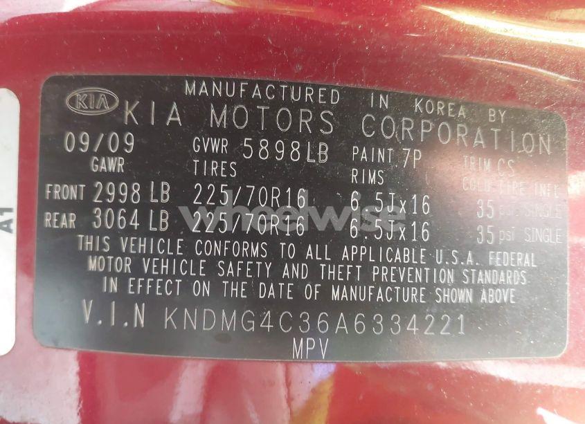 Photo 9 of 2010 Kia Sedona LX (VIN KNDMG4C36A6334221)