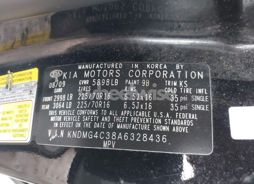 Photo 9 of 2010 Kia Sedona LX (VIN KNDMG4C38A6328436)