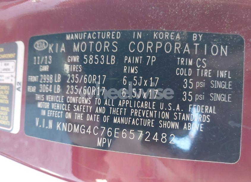 Photo 9 of 2014 Kia Sedona LX (VIN KNDMG4C76E6572482)