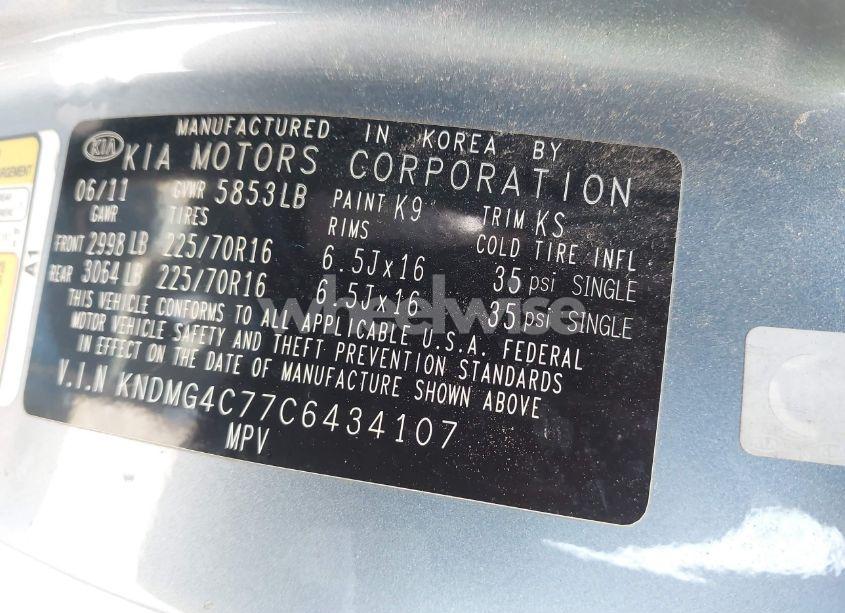 Photo 9 of 2012 Kia Sedona LX (VIN KNDMG4C77C6434107)