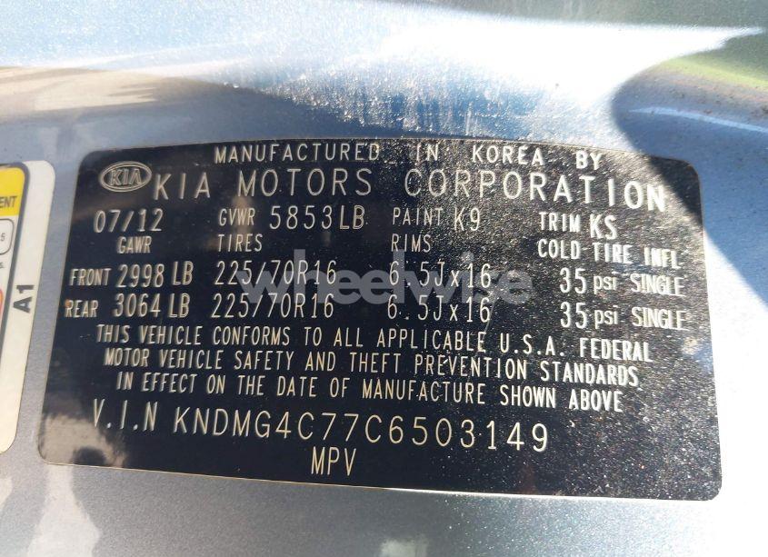 Photo 9 of 2012 Kia Sedona LX (VIN KNDMG4C77C6503149)