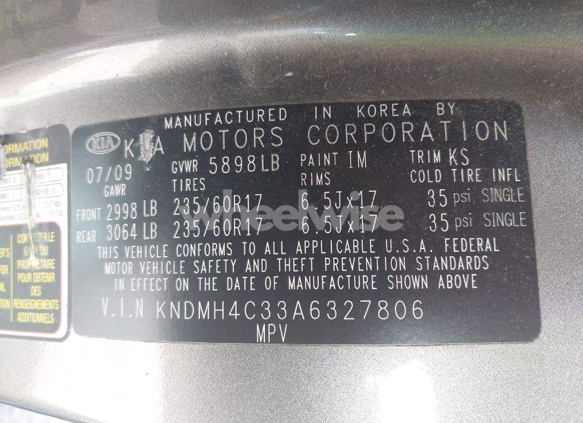 Photo 9 of 2010 Kia Sedona EX (VIN KNDMH4C33A6327806)