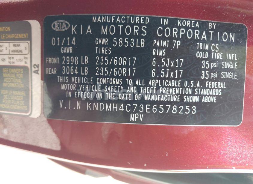 Photo 9 of 2014 Kia Sedona EX (VIN KNDMH4C73E6578253)