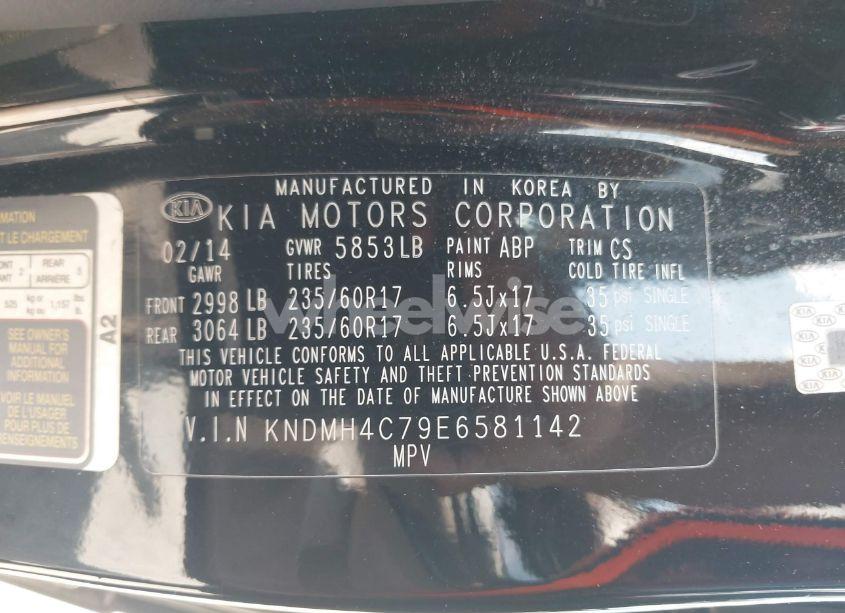 Photo 9 of 2014 Kia Sedona EX (VIN KNDMH4C79E6581142)