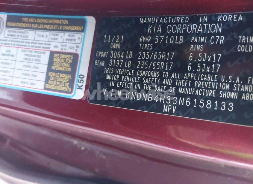 Photo 9 of 2022 Kia Carnival MPV LX SEAT PACKAGE (VIN KNDNB4H33N6158133)