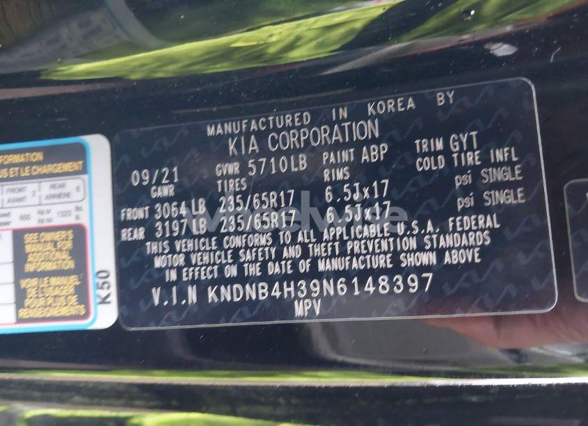 Photo 9 of 2022 Kia Carnival MPV LX SEAT PACKAGE (VIN KNDNB4H39N6148397)